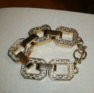 LOFT By Ann Taylor Gold Snakeskin Chain Link Brace
